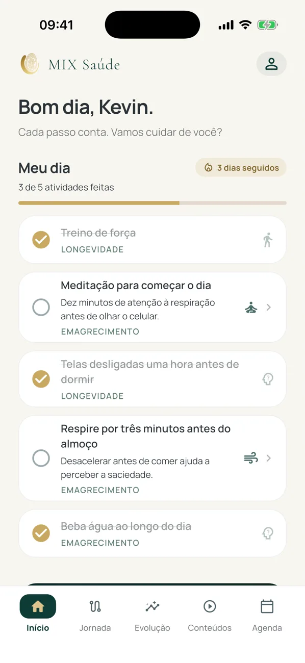 Telas do aplicativo Mix Saúde